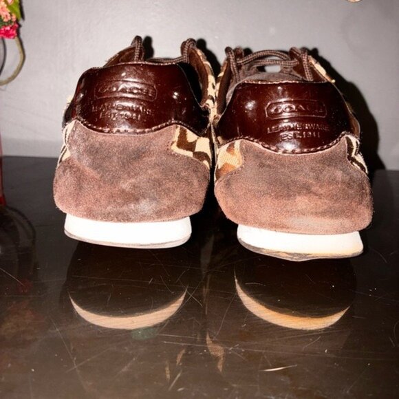 Coach Kathleen Tan and Brown Monogram Sneakers - Picture 4 of 6